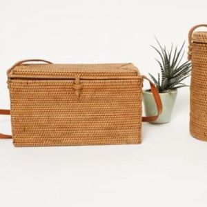 Vintage Straw Box Cross Body Bag